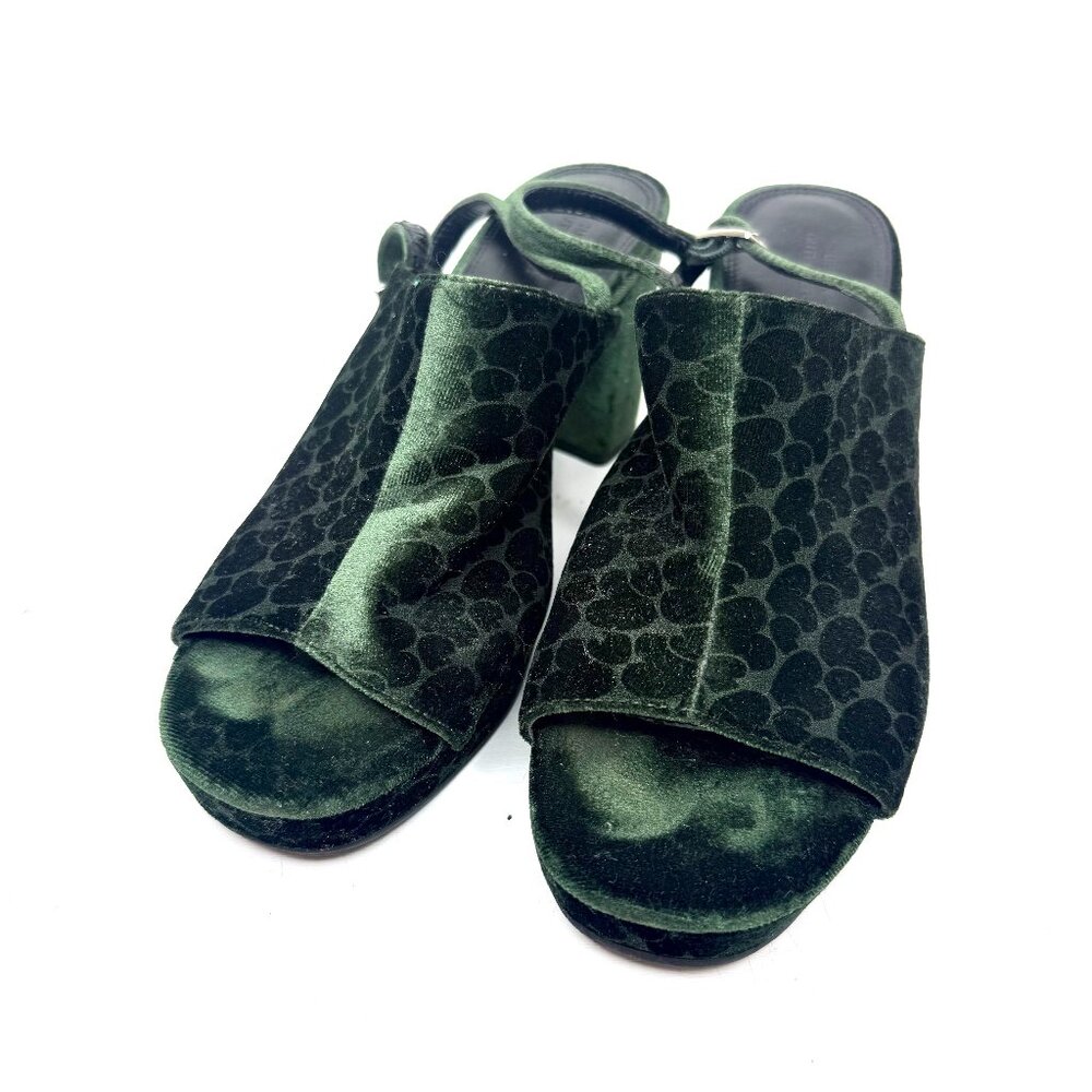 URBAN OUTFITTERS Velvet Hearts Peep Toe Boho Hippie Platform Mule Heels 40 10